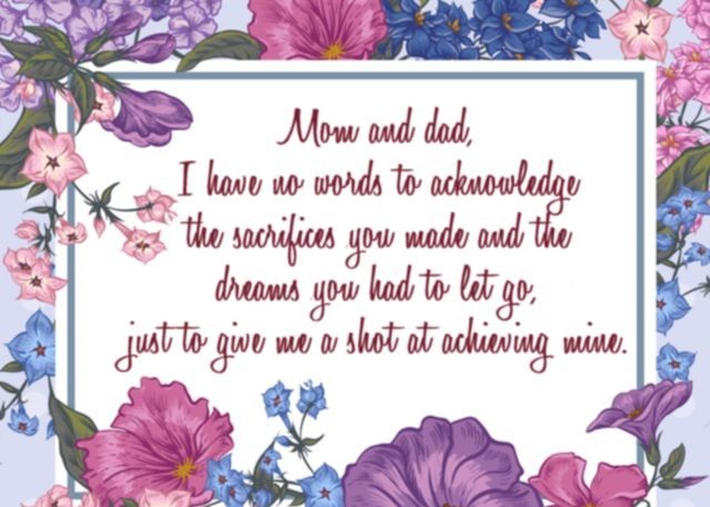 thanku message  for parents that you have no words to describe him