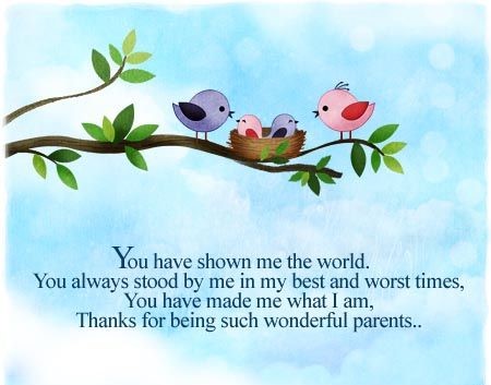 thanku message  forsuch a being wonderful parents