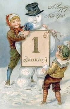 Happy New Year Wishes vintage Cards