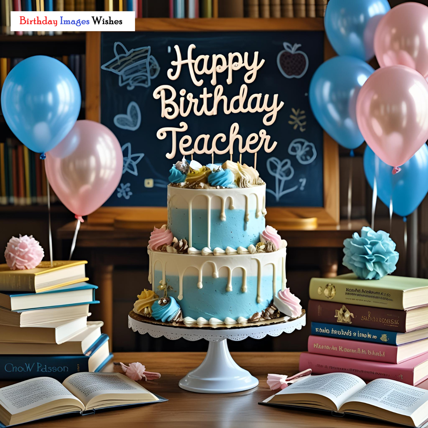 Books, balloons, and birthday cheer for the heart of the classroom. Happy Birthday, Teacher