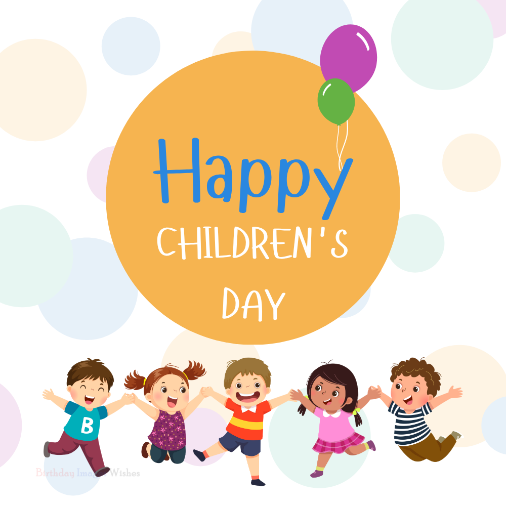 Cute Happy Childrens Day Image – Adorable Kids Dancing and Having Fun