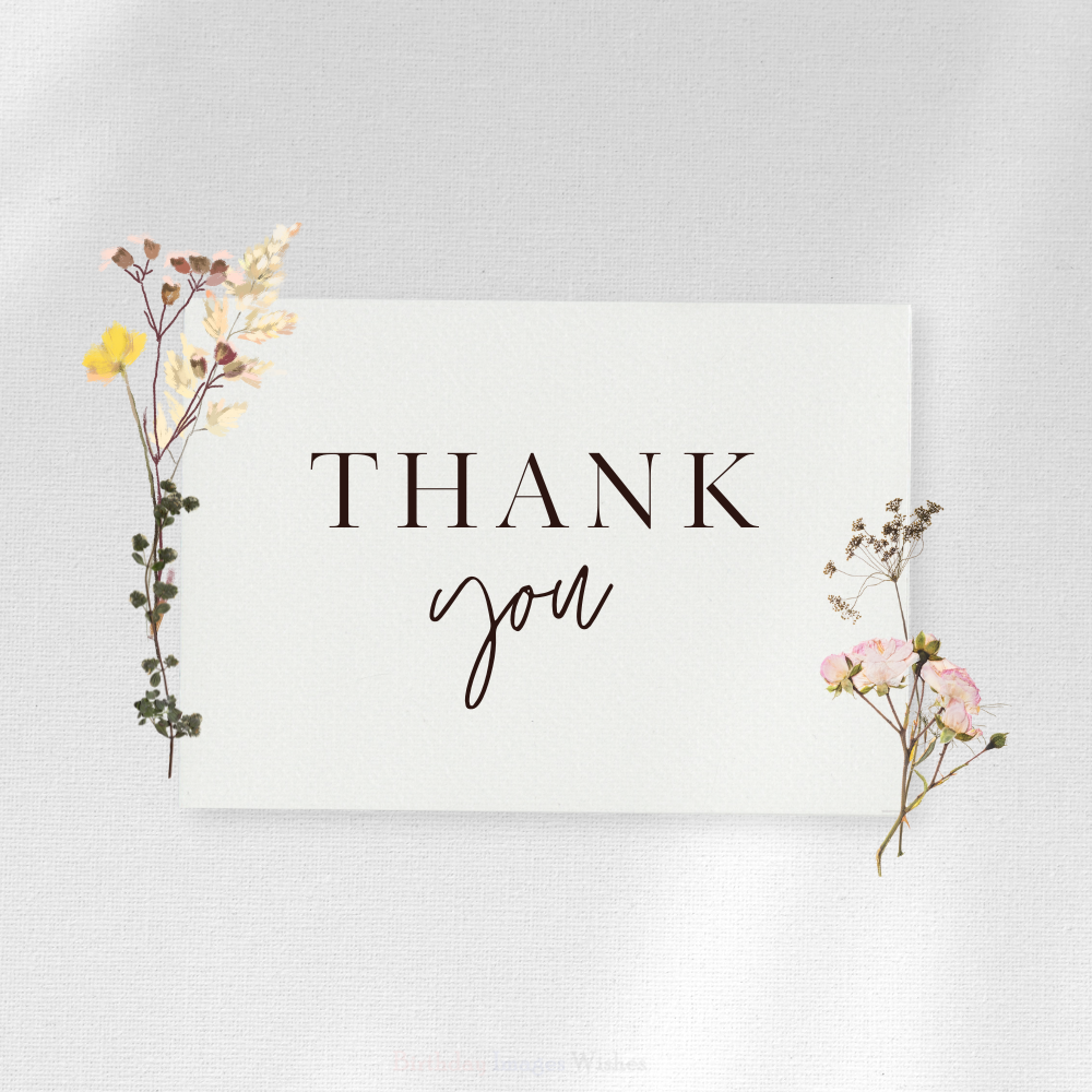 Simple Thank You Images and Wishes – Minimal White Floral Card