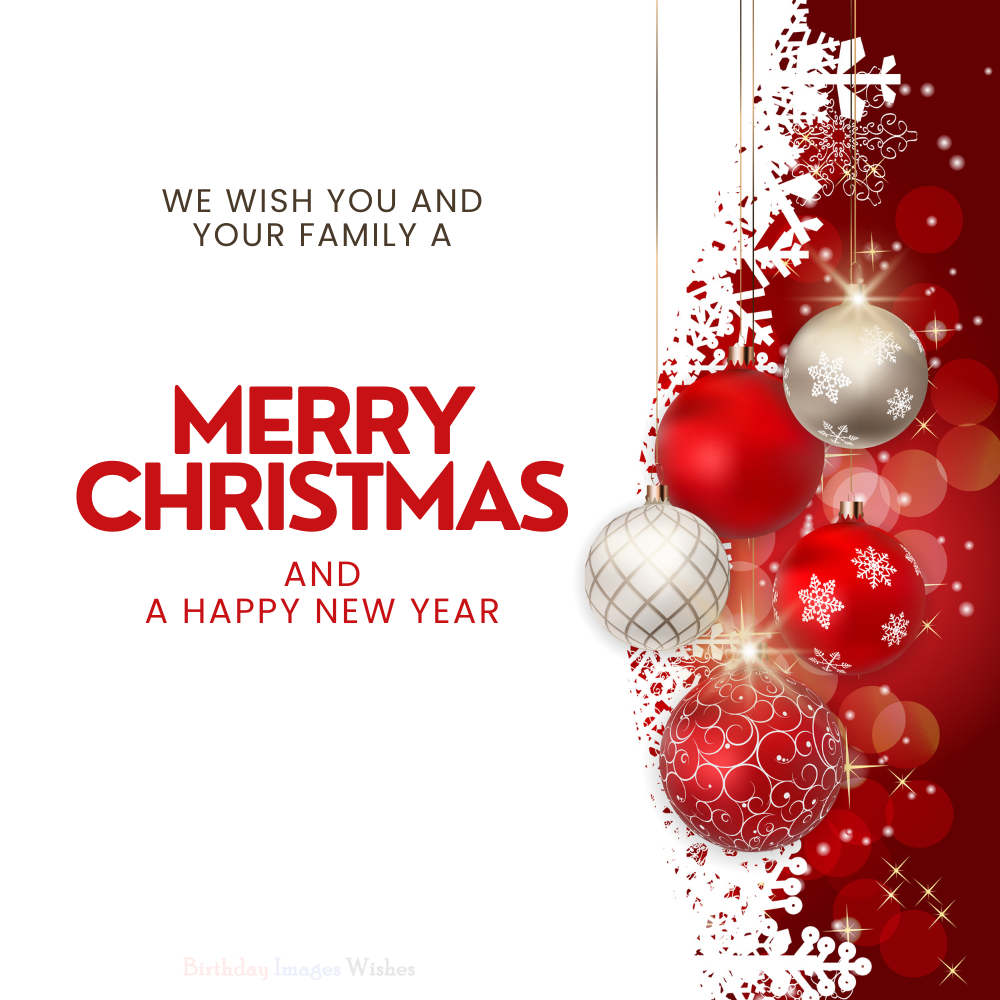Elegant Merry Christmas and Happy New Year Images and Wishes with Festive Ornaments