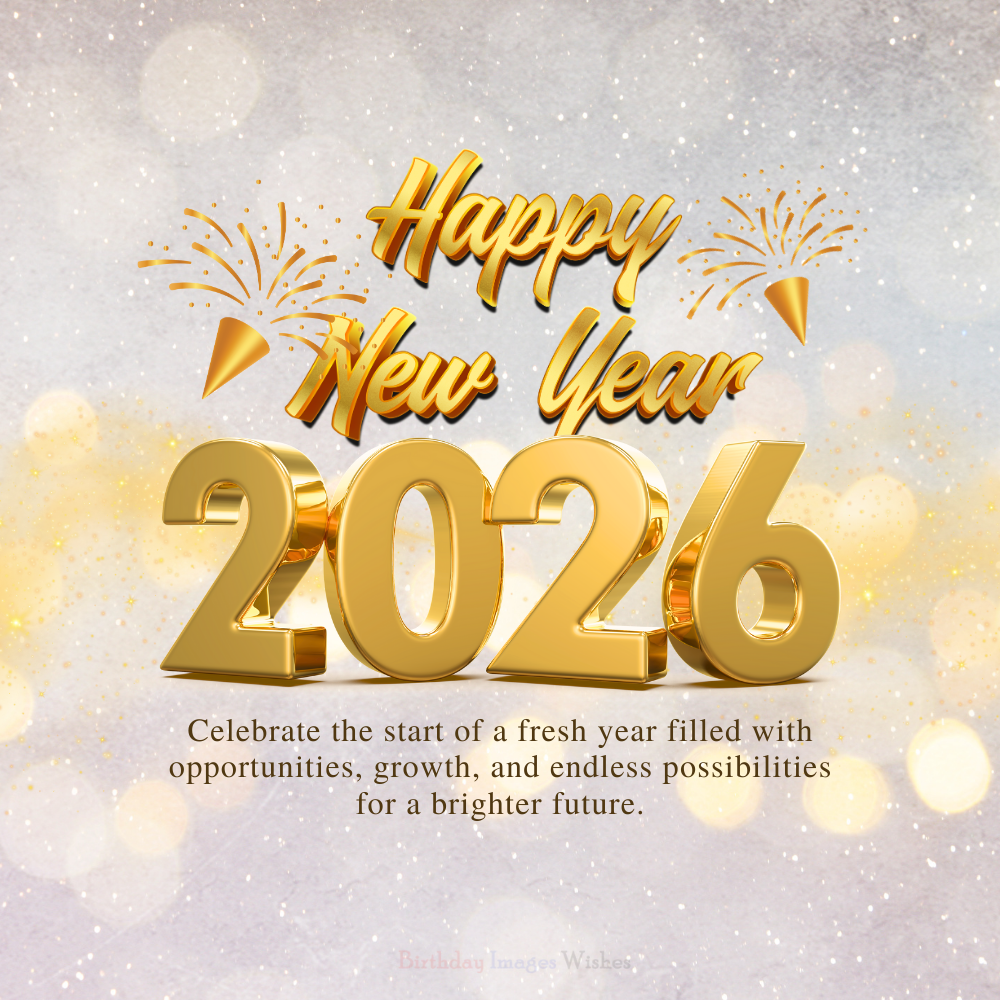 Happy New Year 2026 Images and Wishes – Golden 3D Celebration Greeting Design
