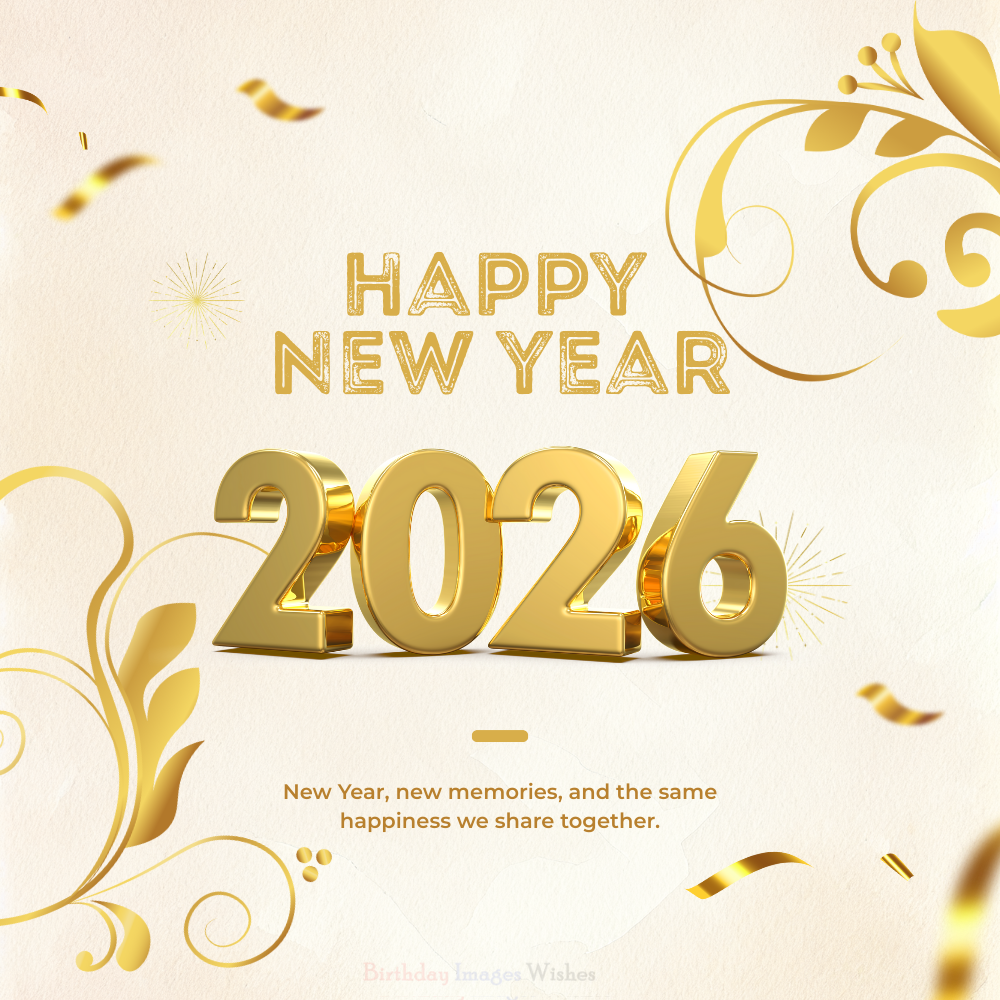 Happy New Year 2026 Images and Wishes – Elegant Golden New Year Greeting Card
