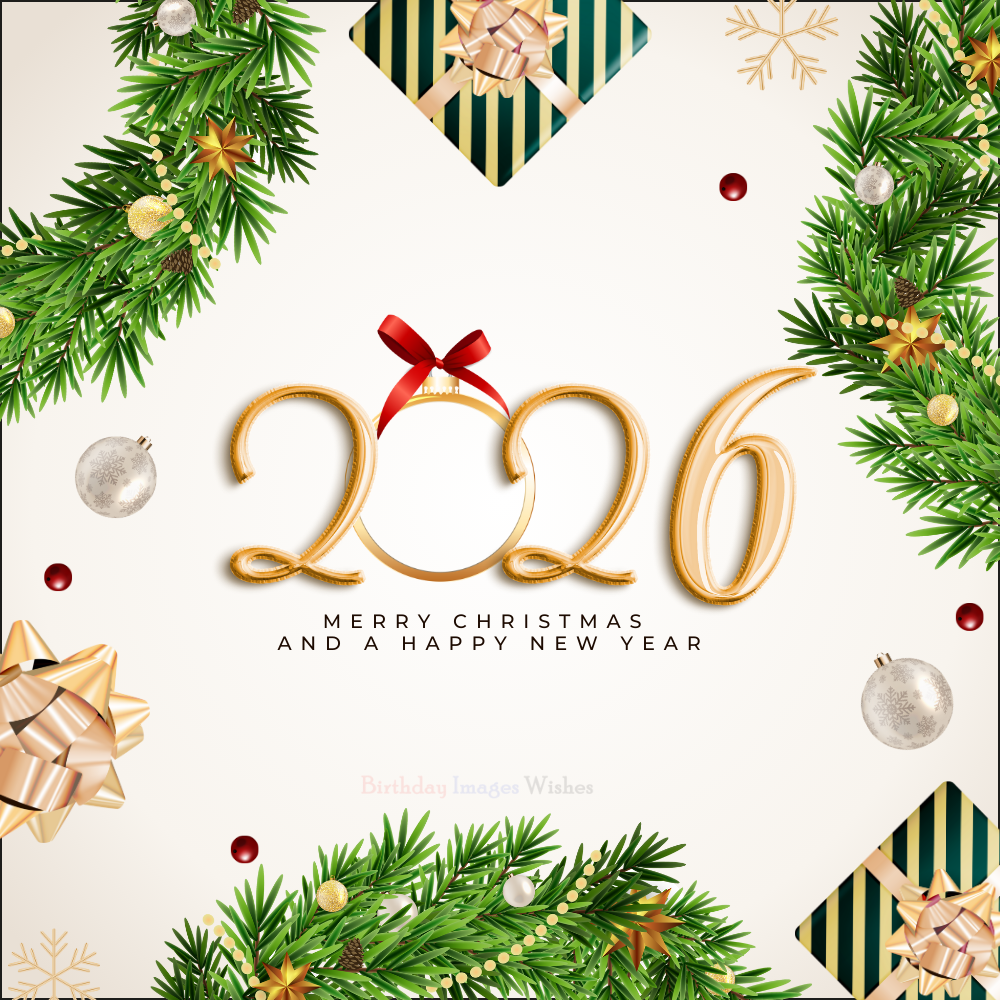 Merry Christmas and Happy New Year 2026 Images and Wishes – Festive Holiday Greeting