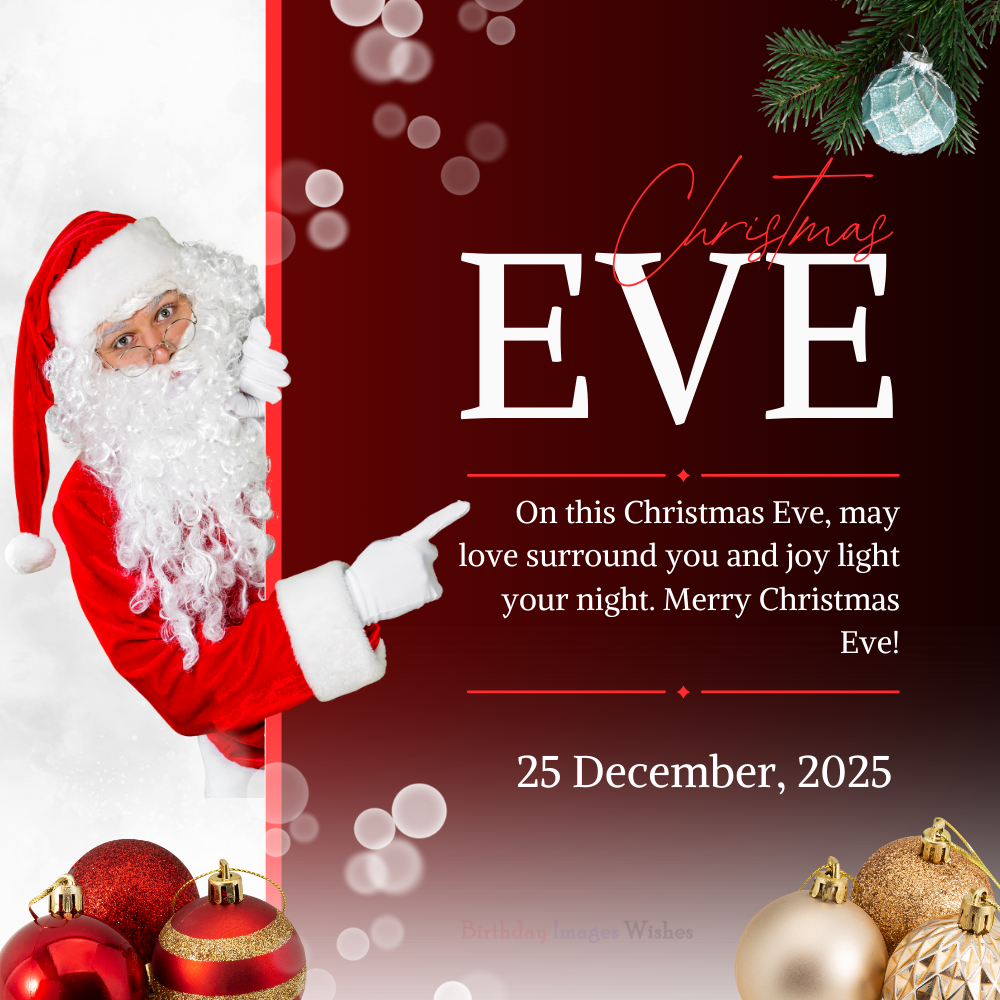 Christmas Eve Images & Wishes 2025 – Beautiful Santa Christmas Eve Greeting Image