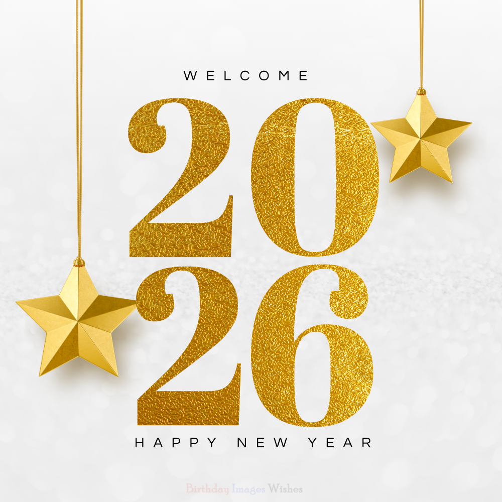 Welcome 2026 Happy New Year Gold Theme Images & Wishes