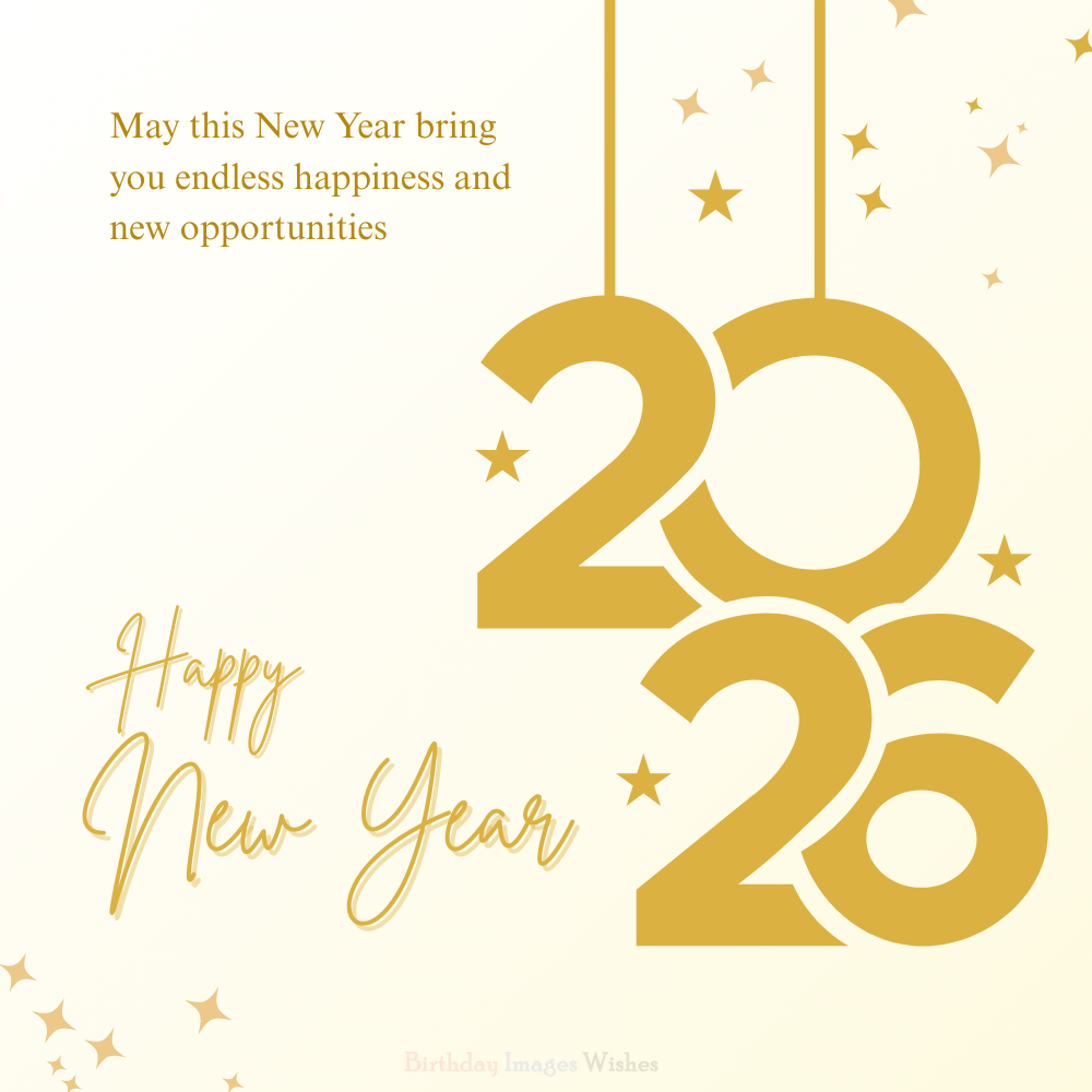 Happy New Year 2026 Minimal Gold Design Images & Wishes
