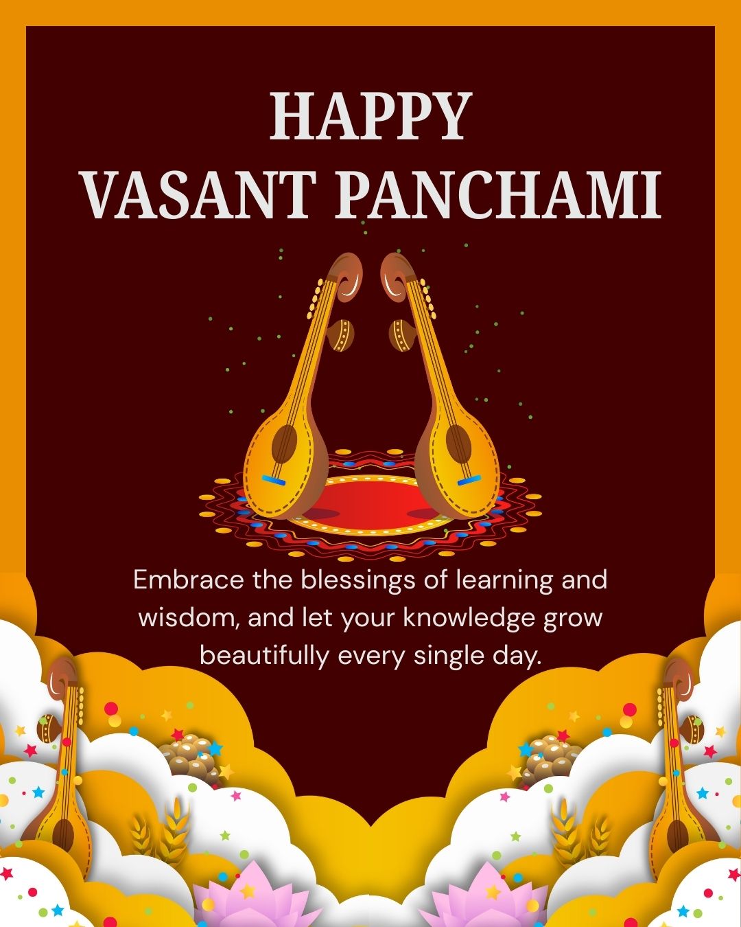 Elegant Happy Vasant Panchami Wishes and Images for Wisdom and Positive Energy Elegant Happy Vasant Panchami Wishes and Images for Wisdom and Positive Energy