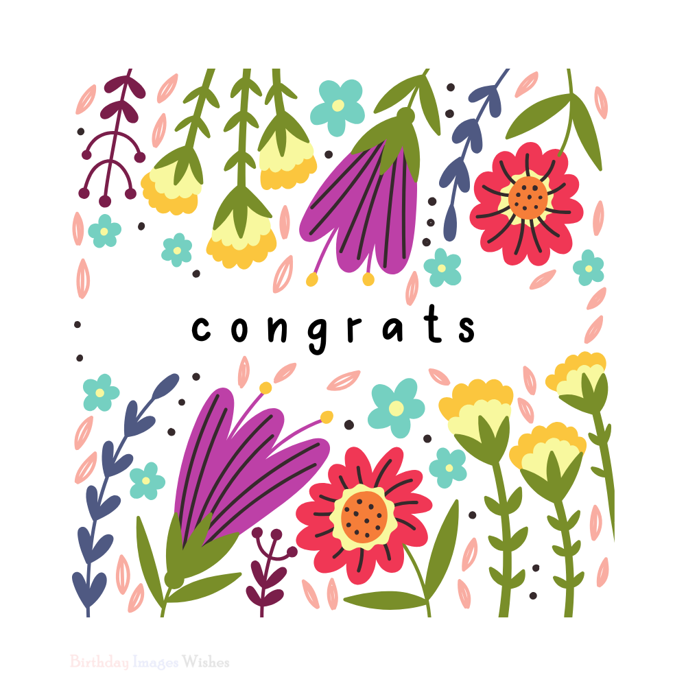 Floral Congrats Images with Beautiful Wishes for Celebration Moments