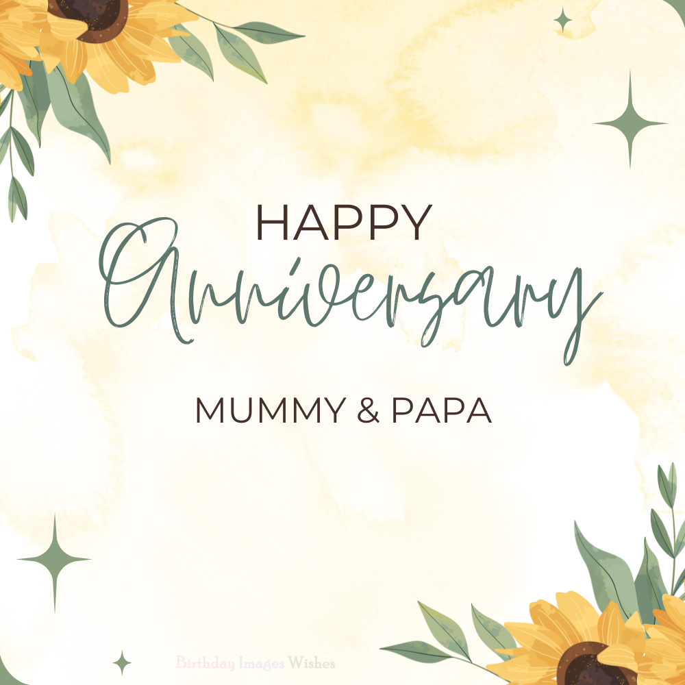 Happy Anniversary Mummy and Papa Images Yellow Floral Watercolor Wishes