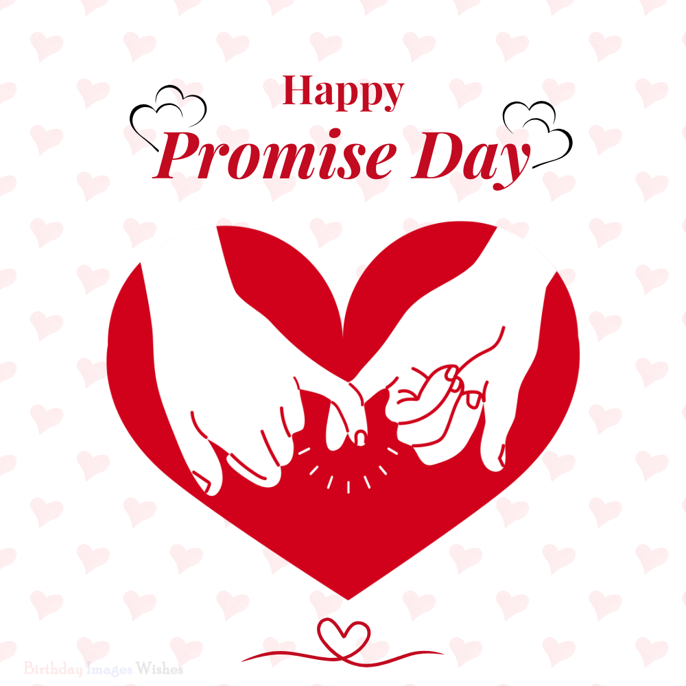 Happy Promise Day Images and Wishes with Heart Symbol and Pinky Promise Love Illustration