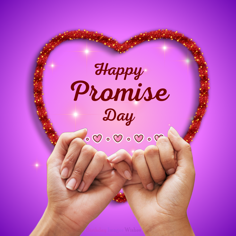 Happy Promise Day Images and Wishes with Glitter Heart Design and Cute Pinky Promise Gesture