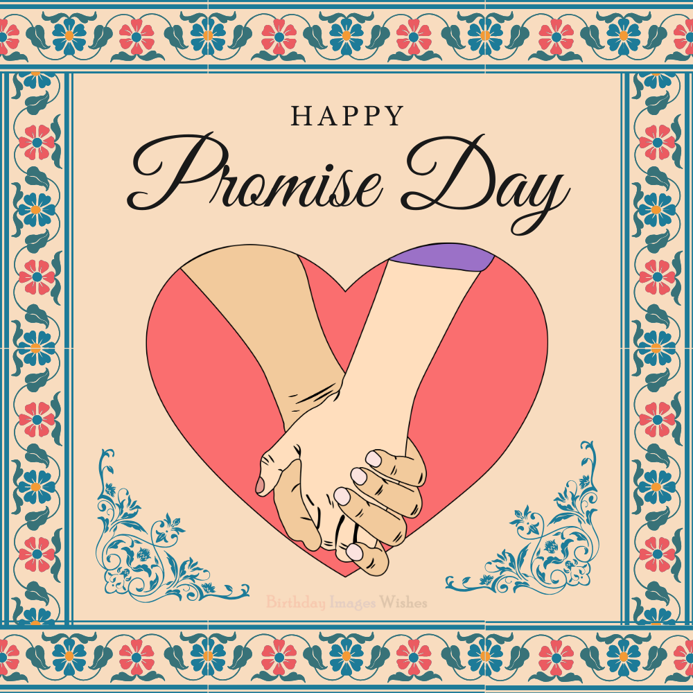 Happy Promise Day Images and Wishes with Holding Hands Heart Illustration