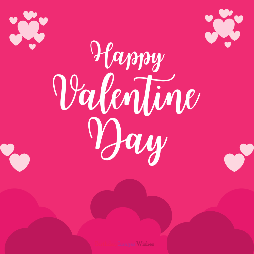 Happy Valentine Day Images and Wishes with Pink Hearts – Cute Love Message Design