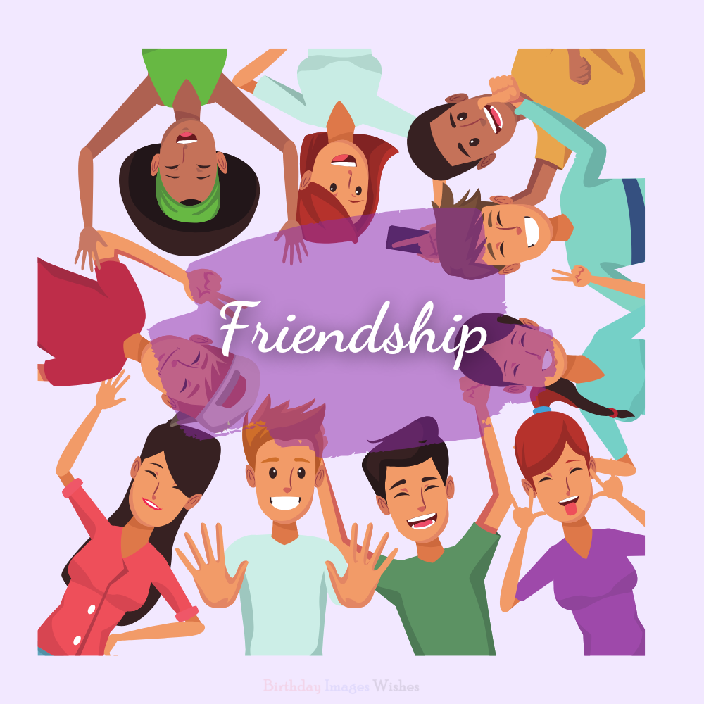 Happy Friendship Group Circle Images and Wishes – Fun Friends Bonding Illustration