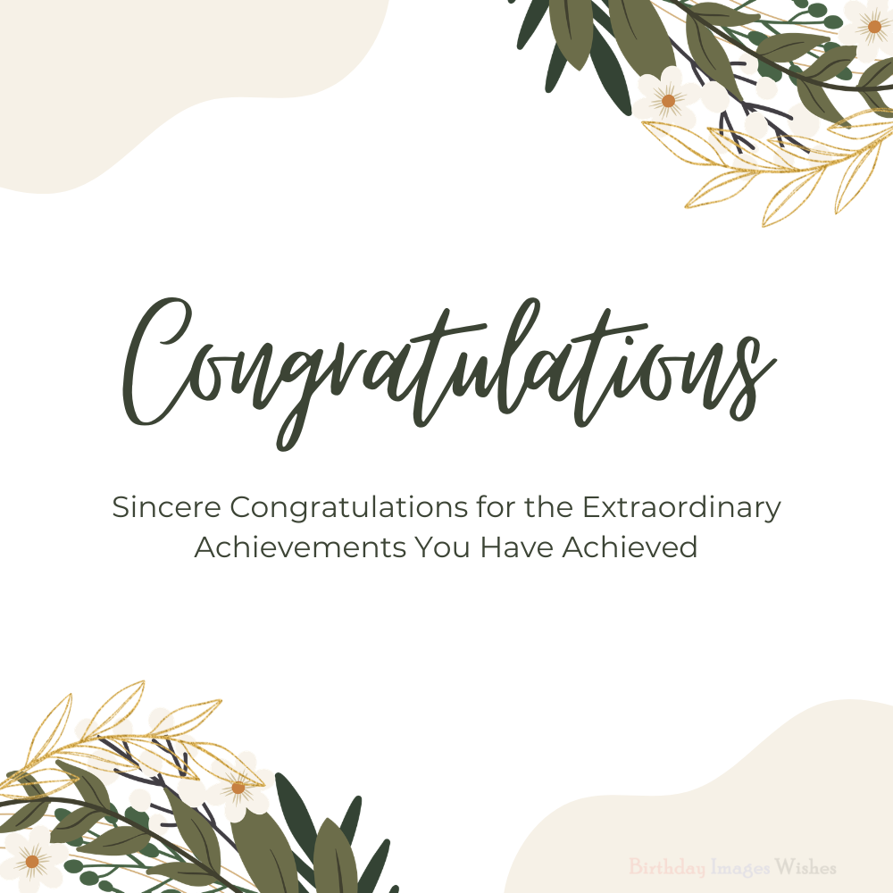 Congratulations Images and Wishes with Floral Frame – Sincere Achievement Greeting