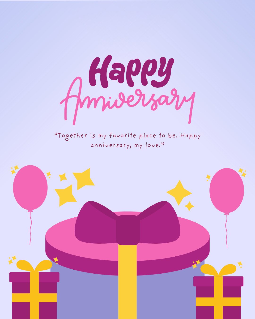 Happy Anniversary Images and Wishes – Beautiful Gift Surprise Love Celebration Illustration