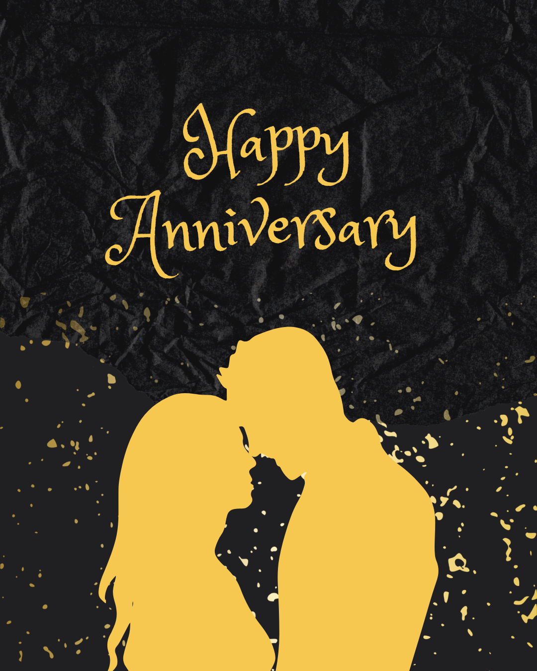 Romantic Happy Anniversary Images and Wishes – Golden Couple Love Silhouette Art