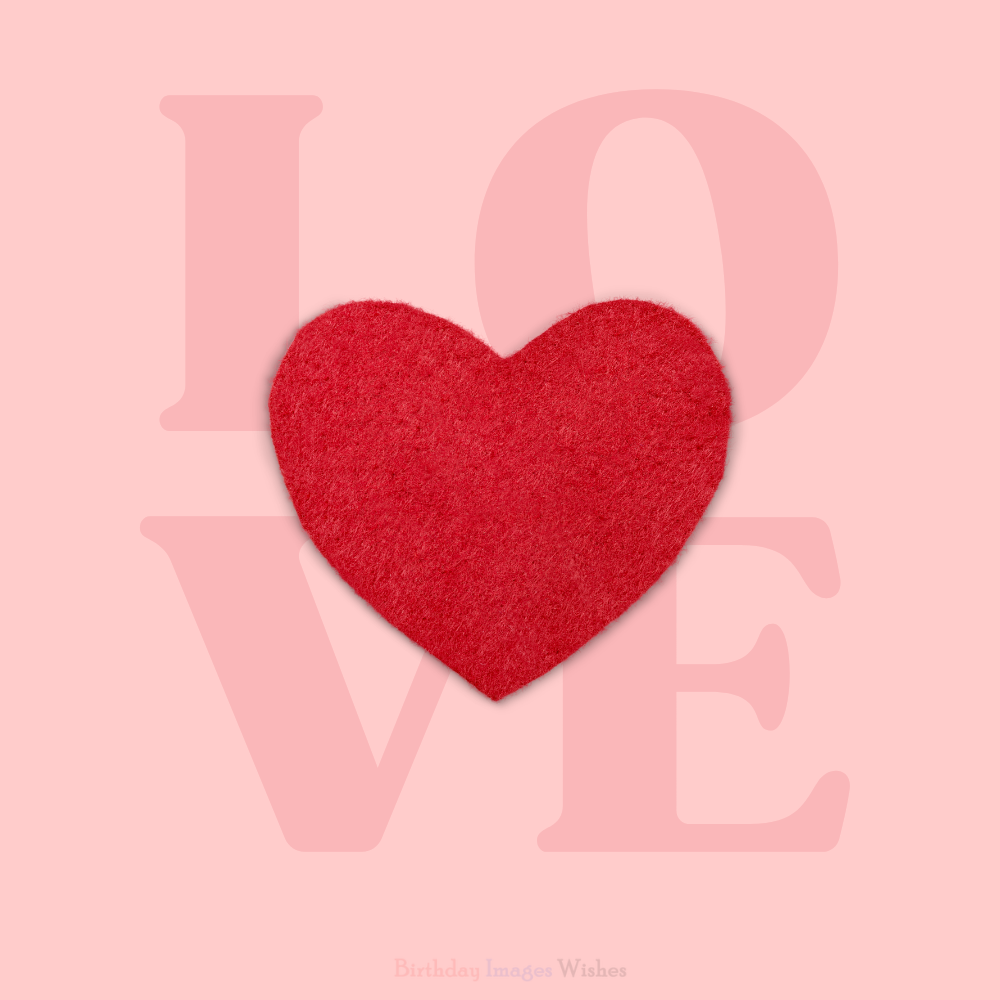 Heart Love Images and Wishes – Cute Red Heart on Soft Pink Love Design