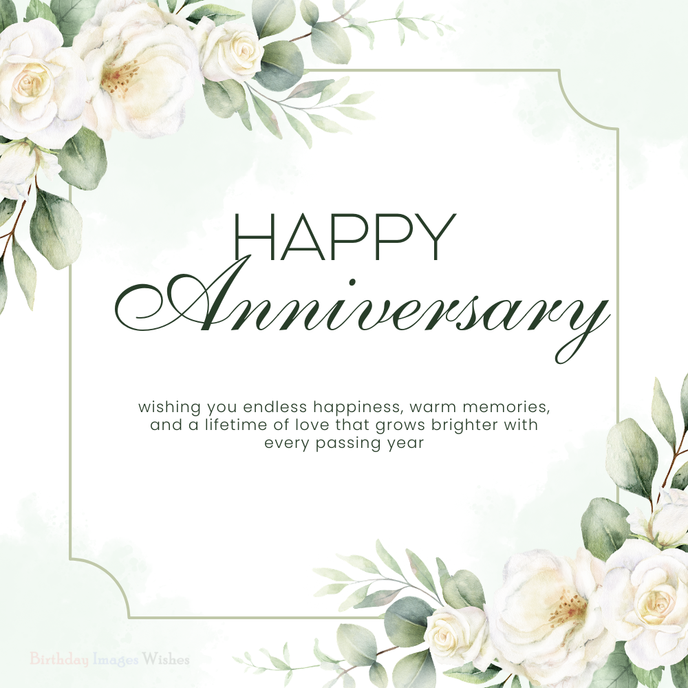 Classic Happy Anniversary Images and Wishes with Elegant White Floral Frame Classic Happy Anniversary Images and Wishes with Elegant White Floral Frame