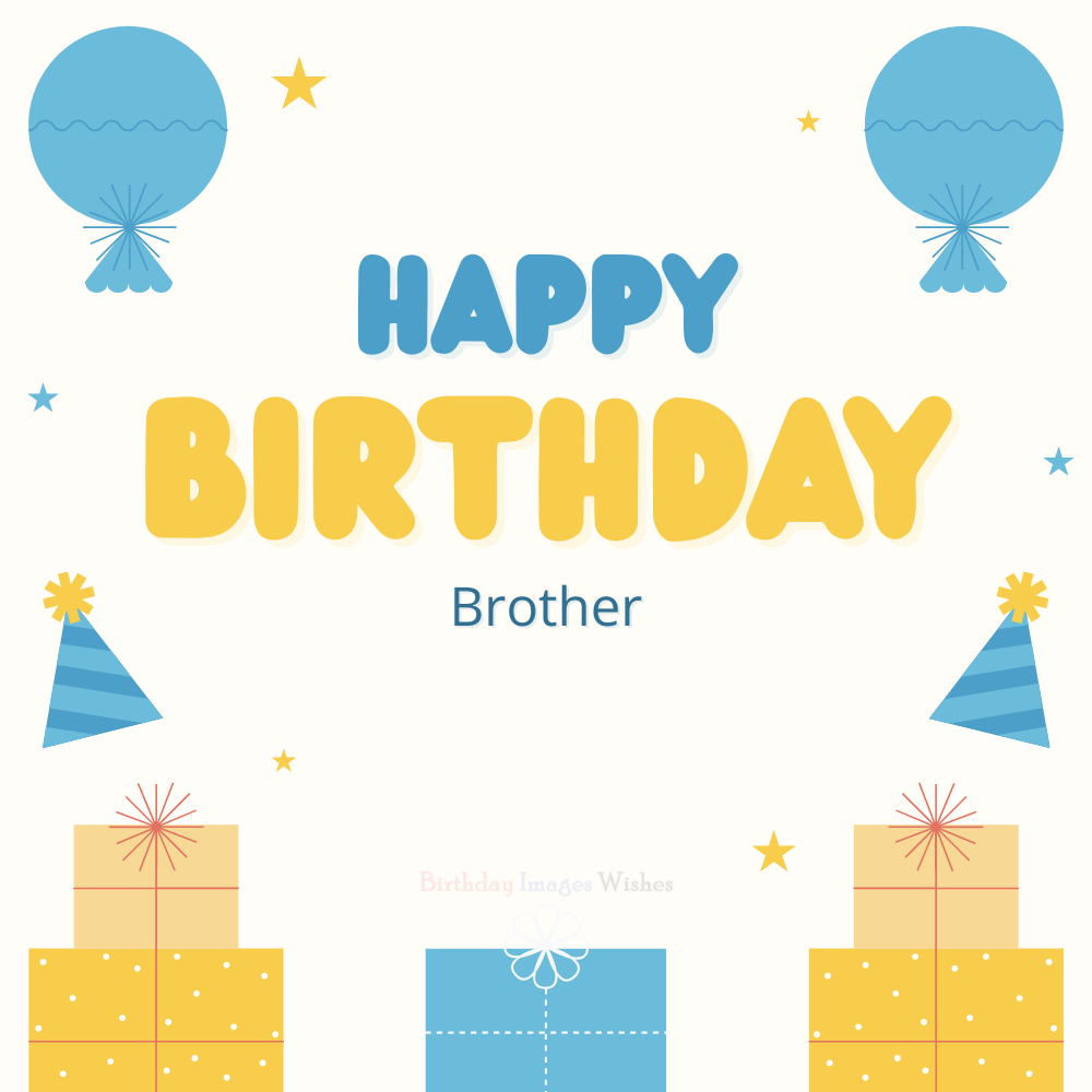 Cute Happy Birthday Brother Images and Wishes with Gift Box Illustration