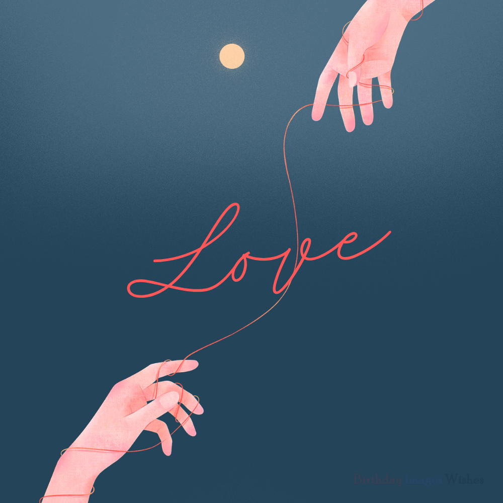 Beautiful Love Connection Images and Wishes with Hands and Red Thread Art