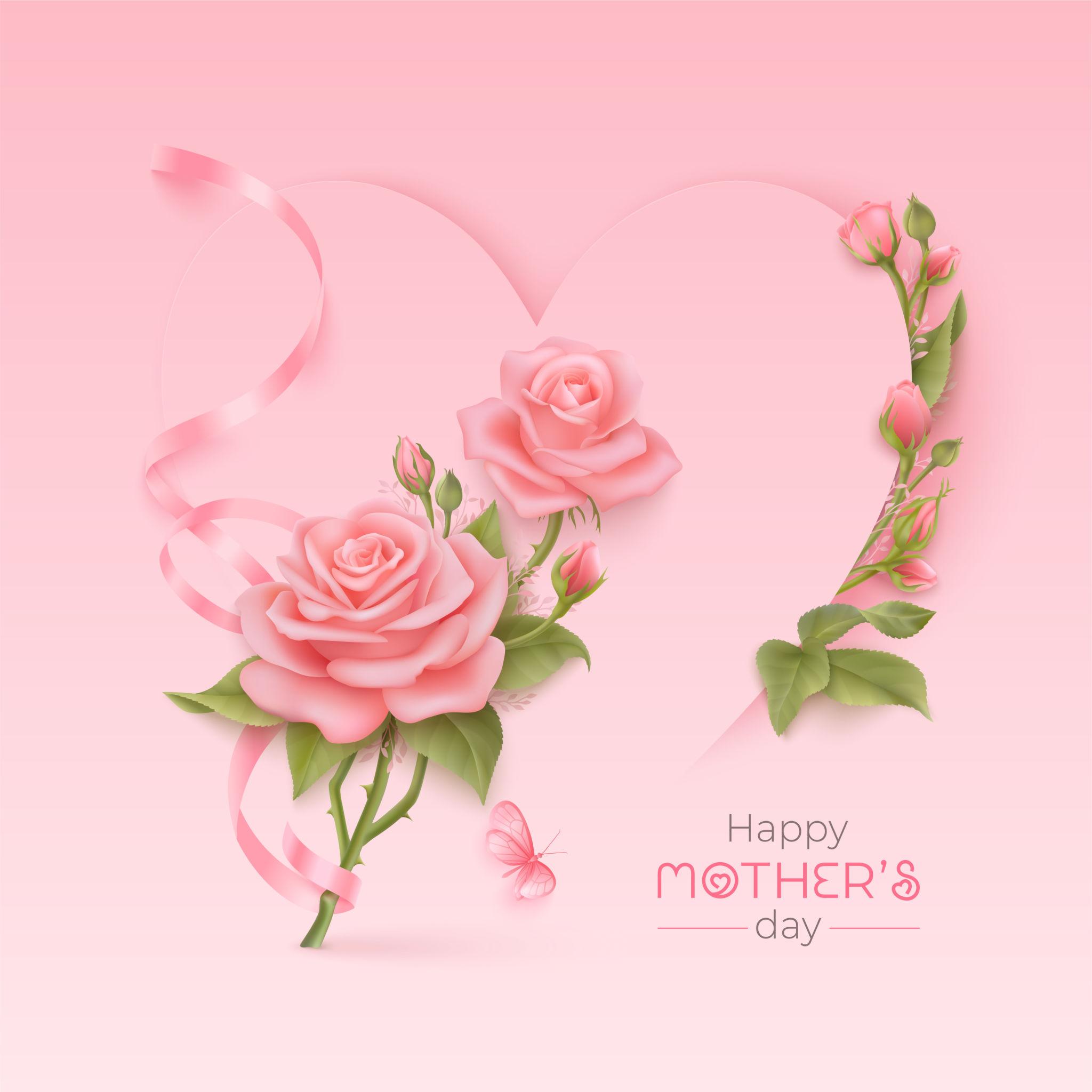 Best Mother’s Day wishes card with roses and hearts