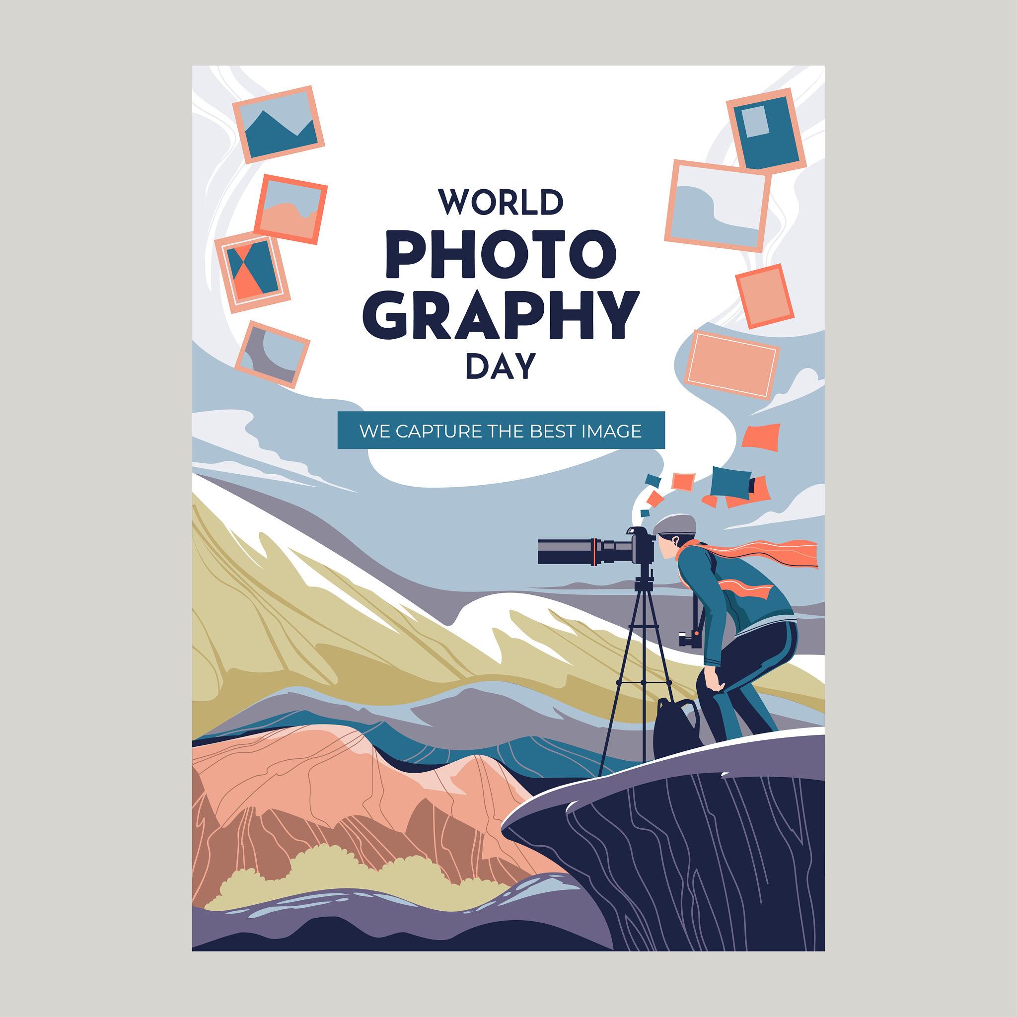 Camera with World Photography Day greeting