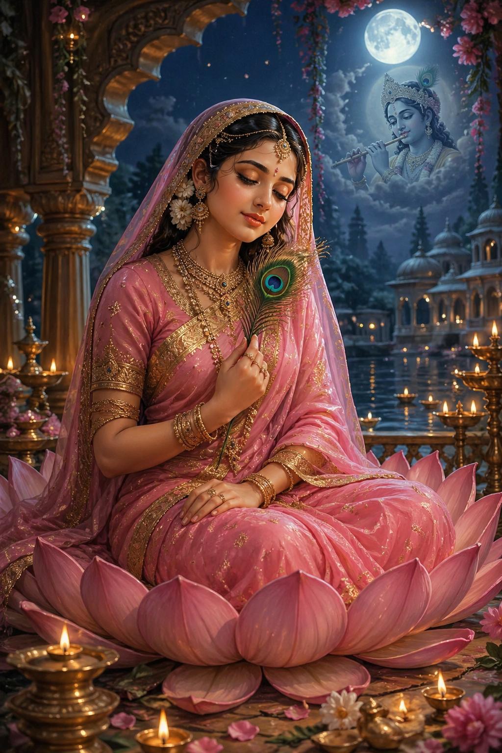 Radhashtami Greeting Pink floral Radha Rani wishes image
