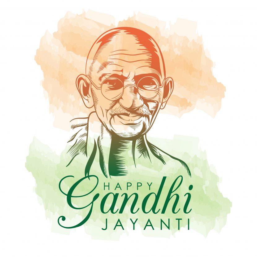 Gandhi Jayanti wishes with Mahatma Gandhi portrait