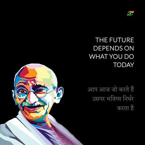 Mahatma Gandhi walking inspirational Gandhi Jayanti poster