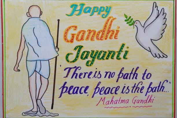 Gandhi Jayanti Quote Mahatma Gandhi portrait with inspirational quote