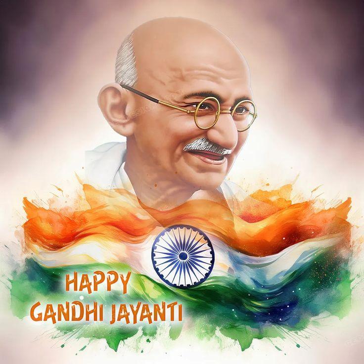Gandhi Jayanti Greeting Mahatma Gandhi portrait with Gandhi Jayanti greeting message